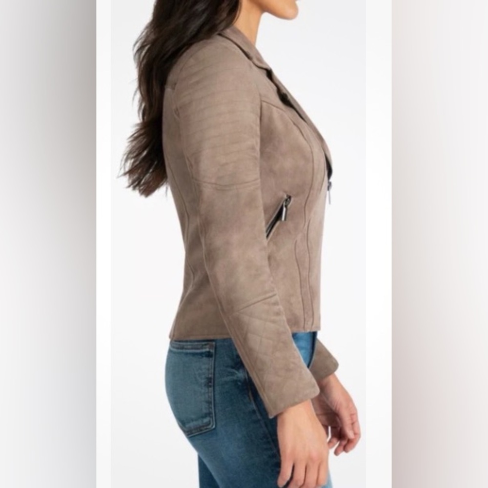 Kut from the Kloth Tan Faux Suede Moto Jacket - Picture 2 of 10